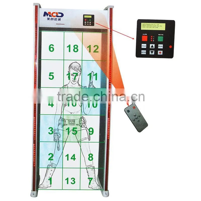 18 zones weather-proof archway metal detector with 0-99 adjustable sensitivity