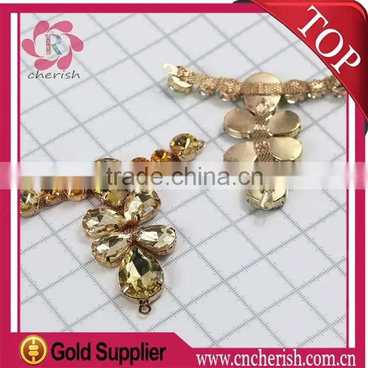 2016 new arrival yellow crystal tan color shoe trim/shoe ornament/sandal accessory