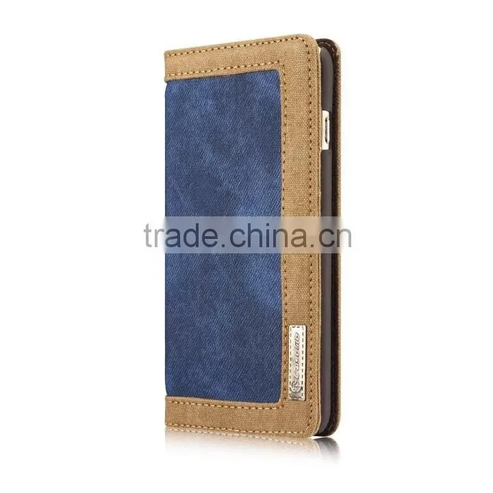 Caseme 006 waterproof wallet jean cloth case for iphone 6s/6 flip holder case with inner card slot for iphone 6s/6