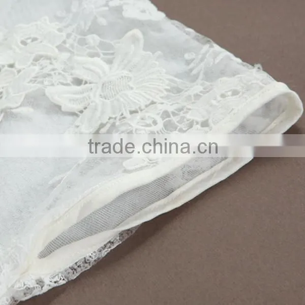 Casual Short Sleeve White Color Lady Fashion Blouse