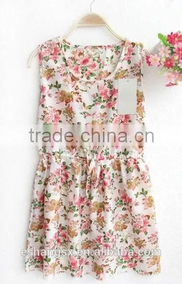 Ladies chiffon floral printed new fashion dress