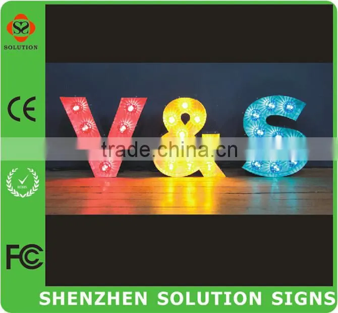 direct factory of fairground and wedding site water proof decorative metal LED 3D letter