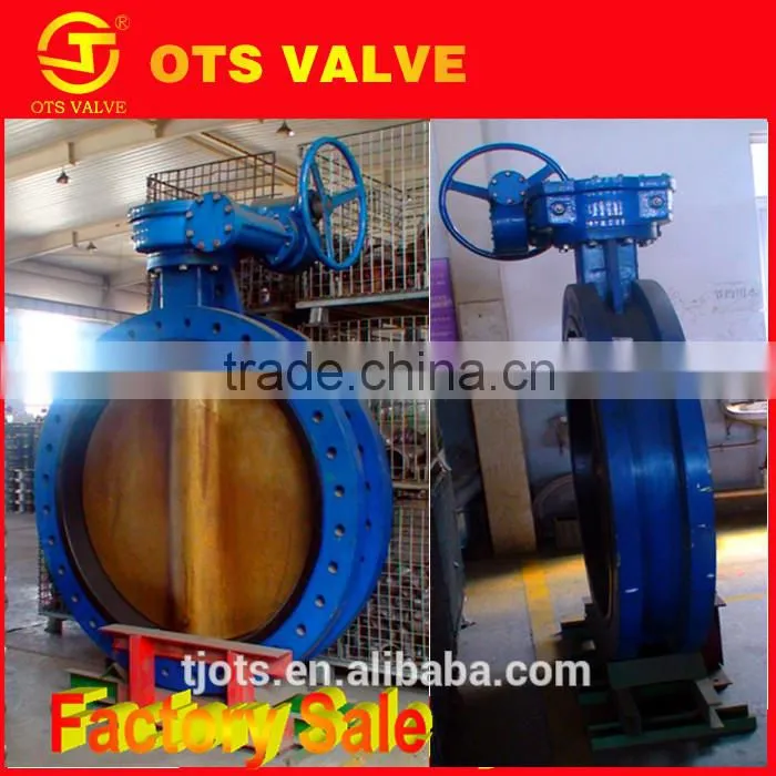 BV-DS057 dn1000-2500mm big size double flange type worm gear operated butterfly valve