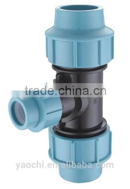 Made in china pp compression fitting reducing tee