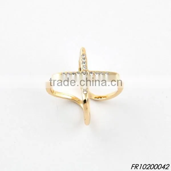 Cross Crystal Double Circle Ring