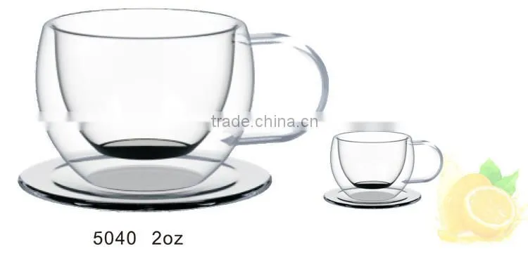 China Double Wall Fashion Double Layer Glass Mug