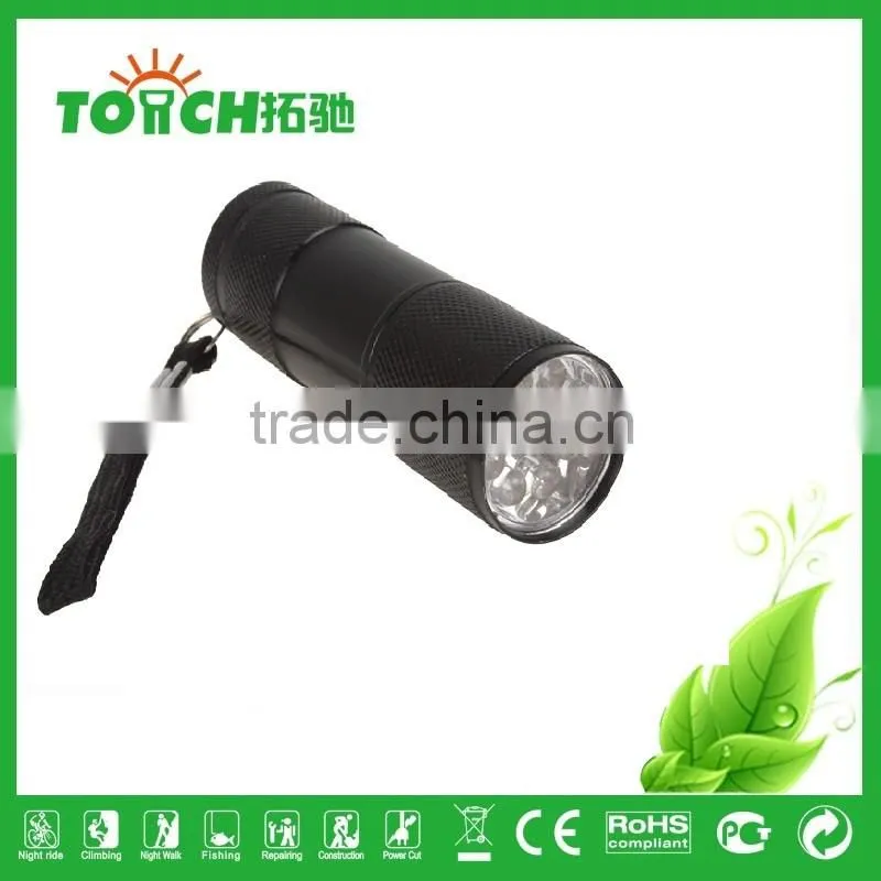 promotion mini 9 leds super bright Emergency 9 Mini Led Torch flashlight for 3*AAA Battery use outdoor camping