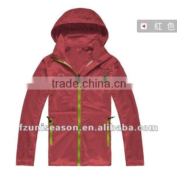 Foldable Ladies Hooded Pullover Windbreaker 2013