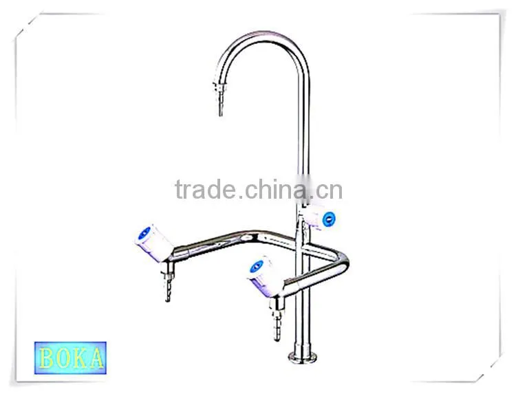 stainless steel benchtop triple outlet lab faucet