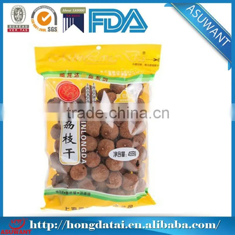 Three side heat seal pouch with clear window and printing for nut