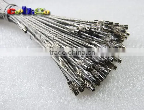 Thinkness 1mm Stainless Steel Wire Keychain Cable Twist Screw Locking Length 6"#FLQ043