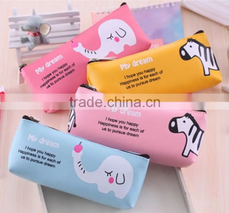 Latest animal pu leather pencil case , pencil bag made in china