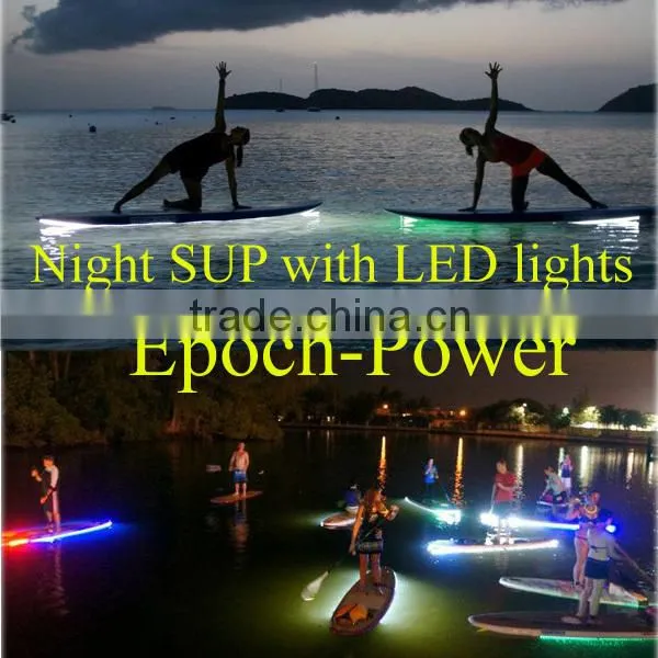 2015 Epoch-Power fashionable stand up bamboo paddle board sup board with LED lights/Epoxy surfboard with colorful light