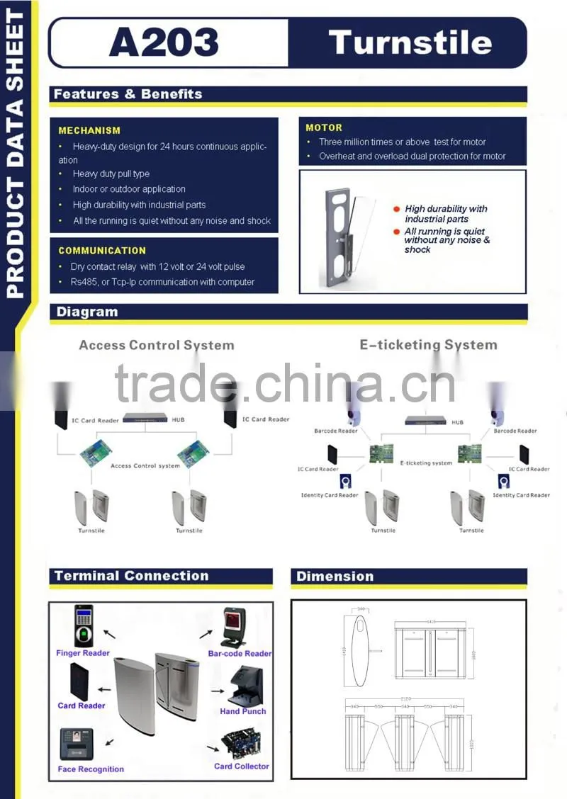 RHT automatic vertical flap barrier turnstile gate access control