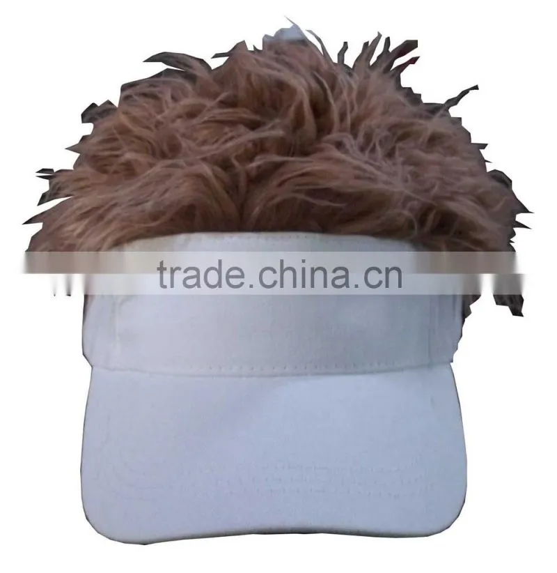 cotton twill fake fur sun visor cap,sunvisor cap with hair
