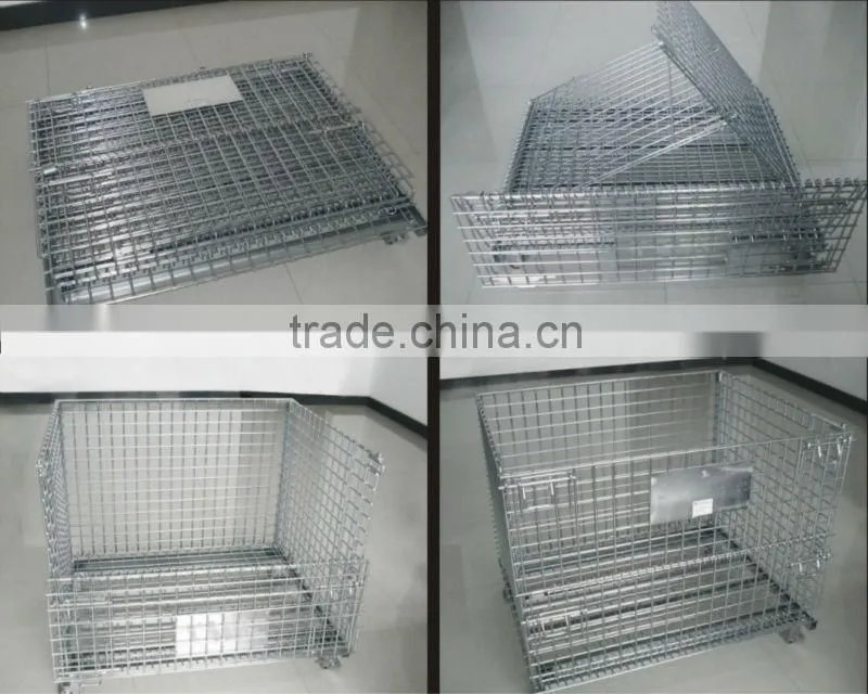 folding galvanized heavy duty wire mesh container