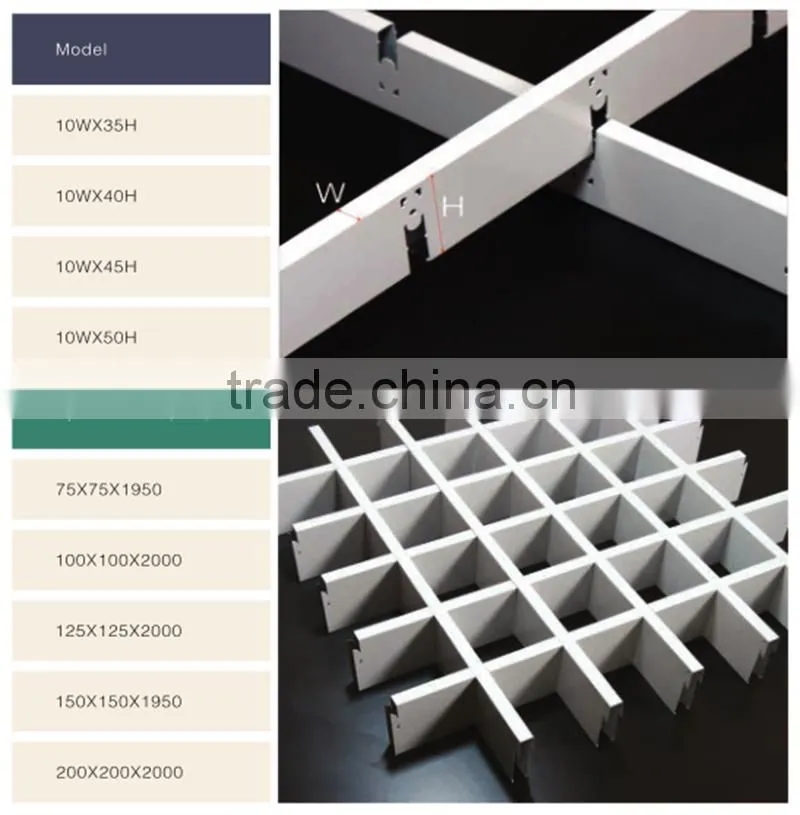 Factory Direct Sale White Aluminum Open Grid Ceiling, T Bar Matching Aluminum Suspended Ceiling Grid for Shopping Halls