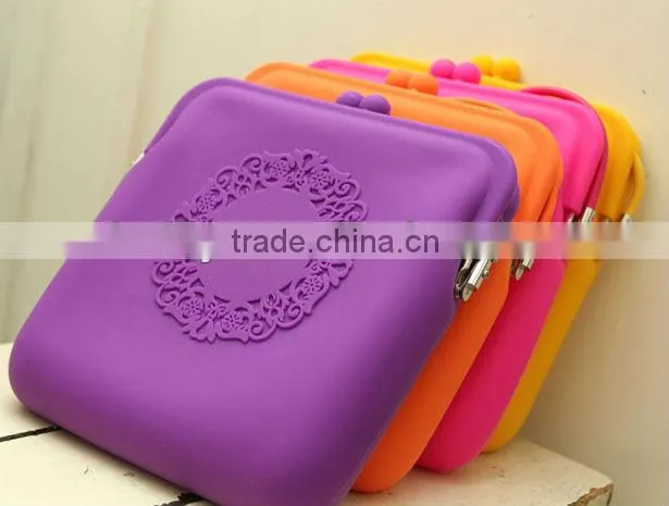 Candy color silicone bag purse silicone jelly bag shoulder diagonal package