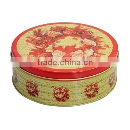 christmas cookie tin box, round tin can set for Christmas
