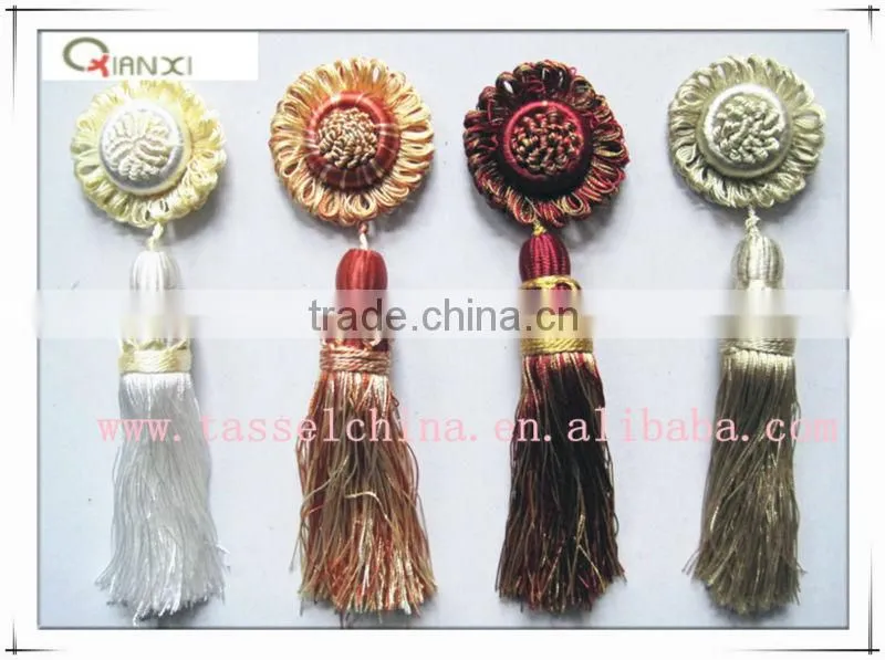 Attractive curtain clip / buckle, decorative polyester tieback tassel, window curtain accessory