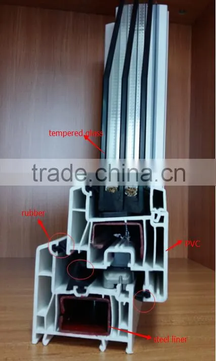 High quality UPVC triple glazed inward opening casement window