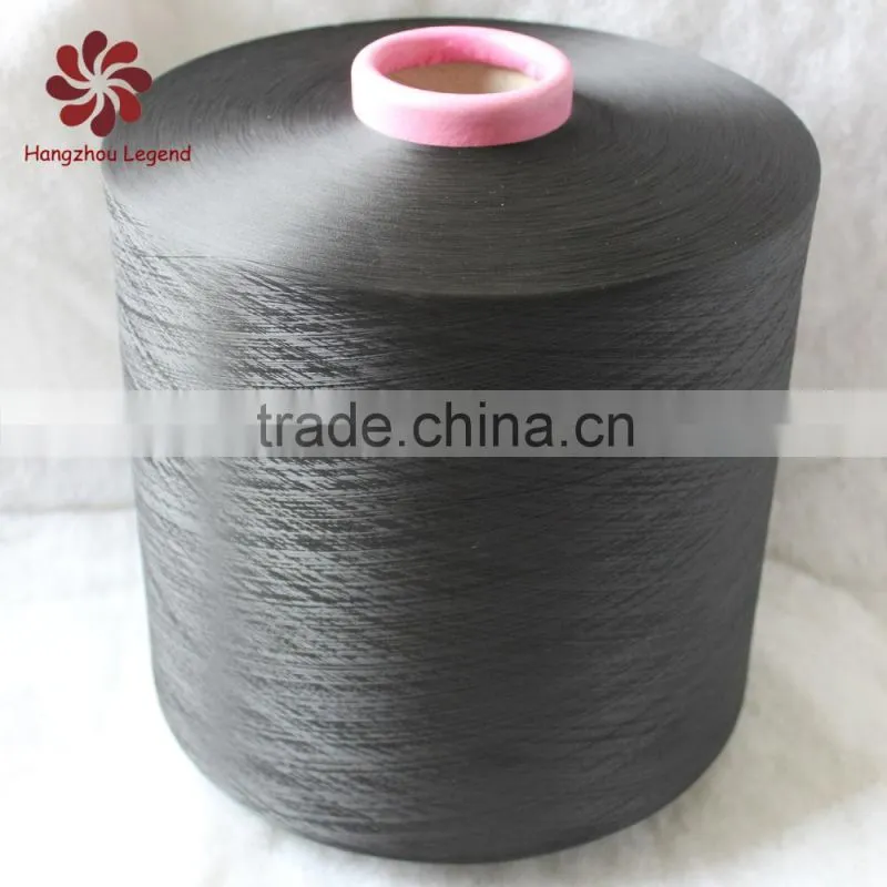 hangzhou china supplier dty 450D/144F polyester yarn semi-dull dope dyed black