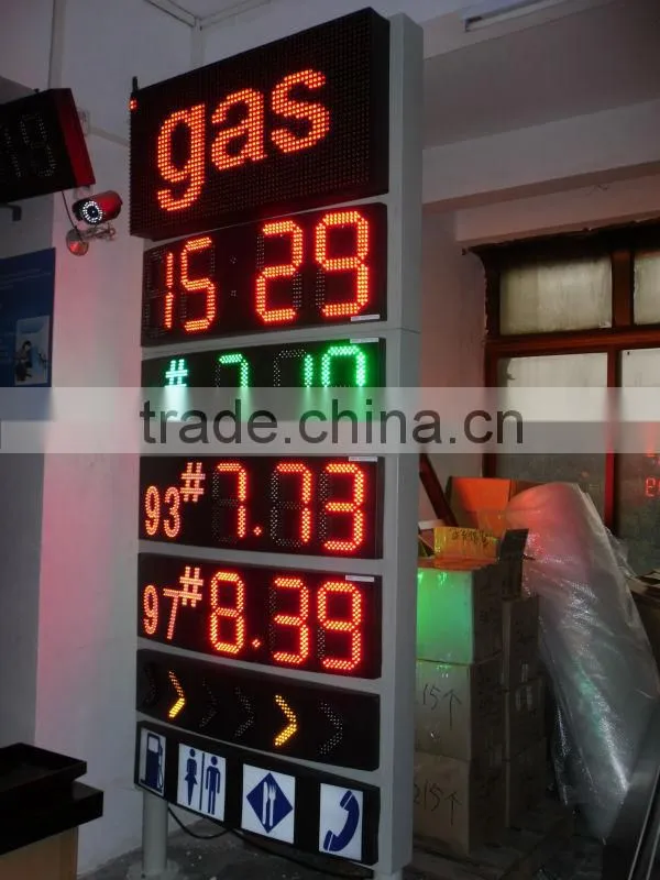 green outdoor led gas price station display
