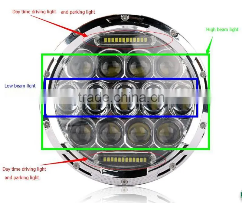 7'' 75W jeep led headlight with daytime running