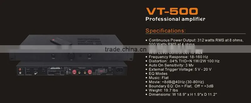 VT-500 High Quality rack mount usb power amplifier