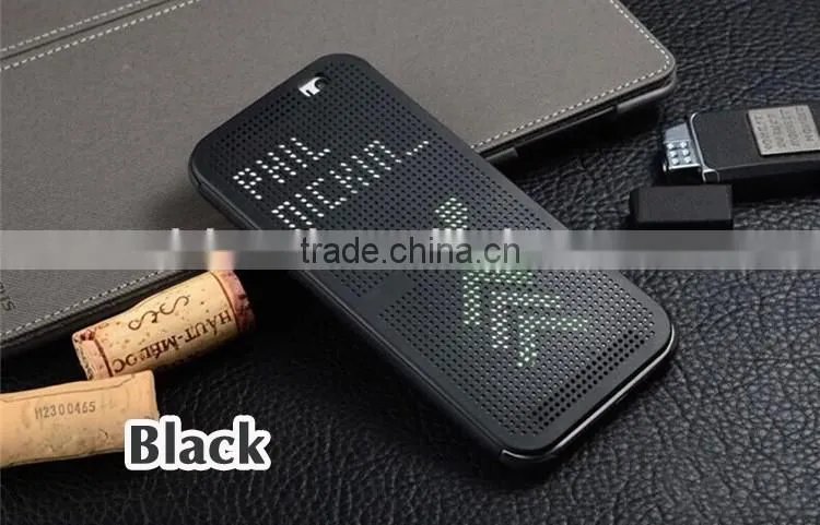 Smart Flip Dot View Cover Case For HTC One M8 Auto Sleep Wake function Phone Case With Stylish Matrix Design