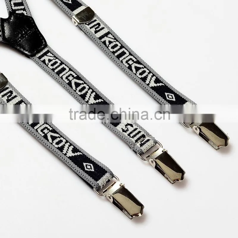 embroidery logo fashion suspenders adjustable elastic braces