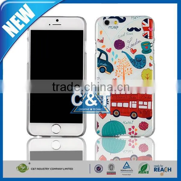 C&T Color Printing Hard PC Plastic Rubber Snap On Cute Phone Cases for iPhone 6s 4.7 Inch