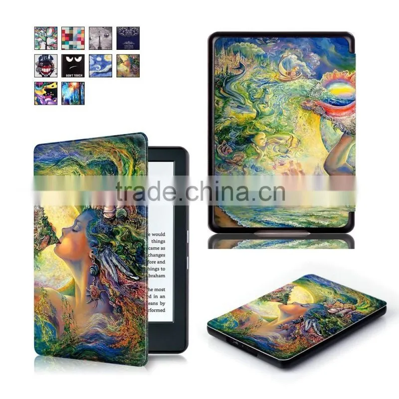 Flip Custom Design Leather Tablet Case OEM 6 inch Leather Case for e-Reader New Kindle 2016 8 Generation