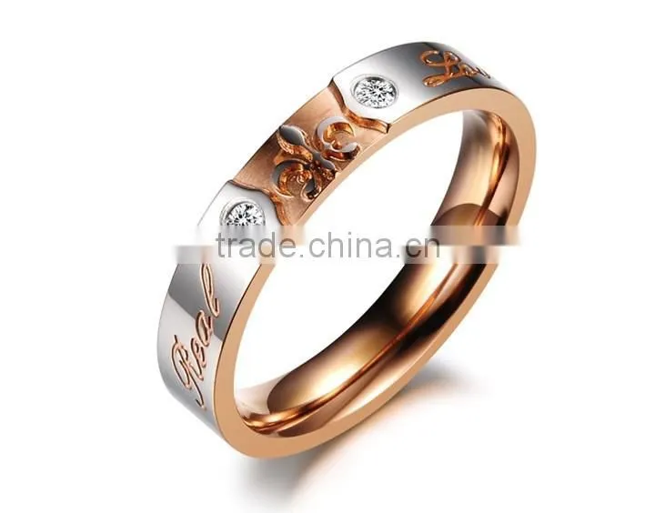 KSTONE Real Love Carved Stainless Steel Engagement Wedding Couple Rings