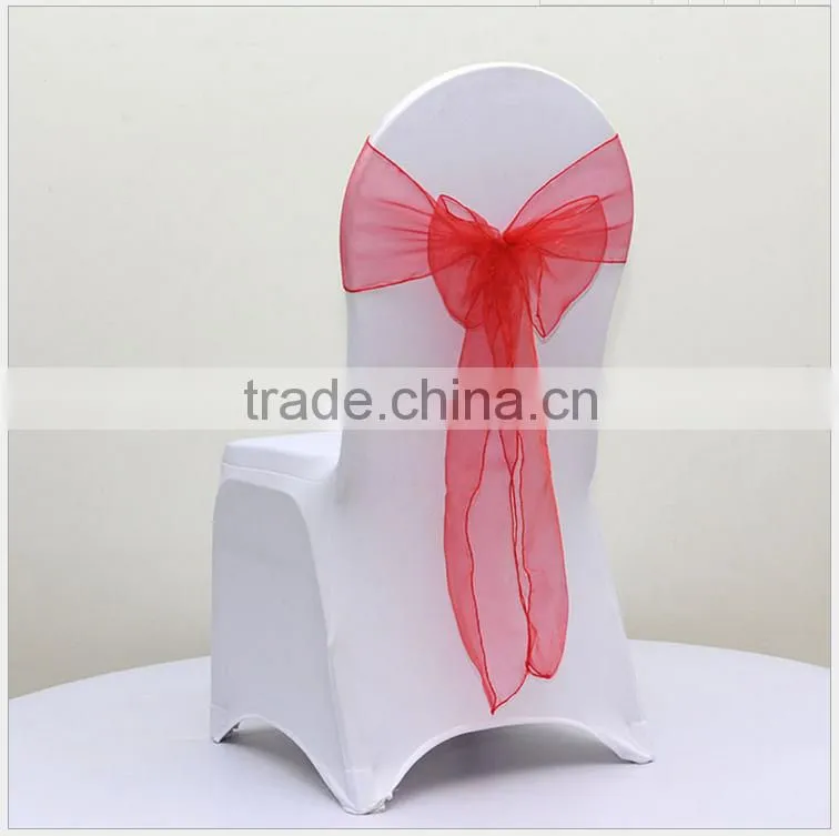 5% discount! Plain dyed organza chair sash for wedding decoration