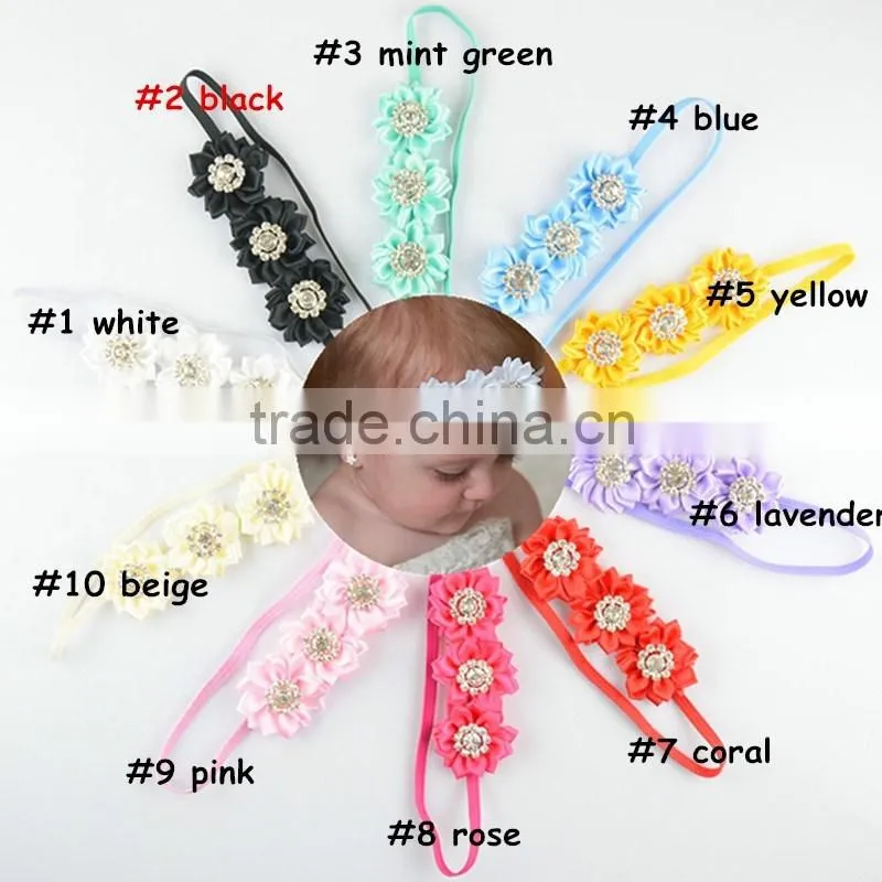 New Hot Sale!! head band with 3 satin flowers for hair accessories