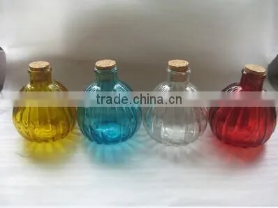 color printed decorative glass bottle aroma diffuser bottle with cork
