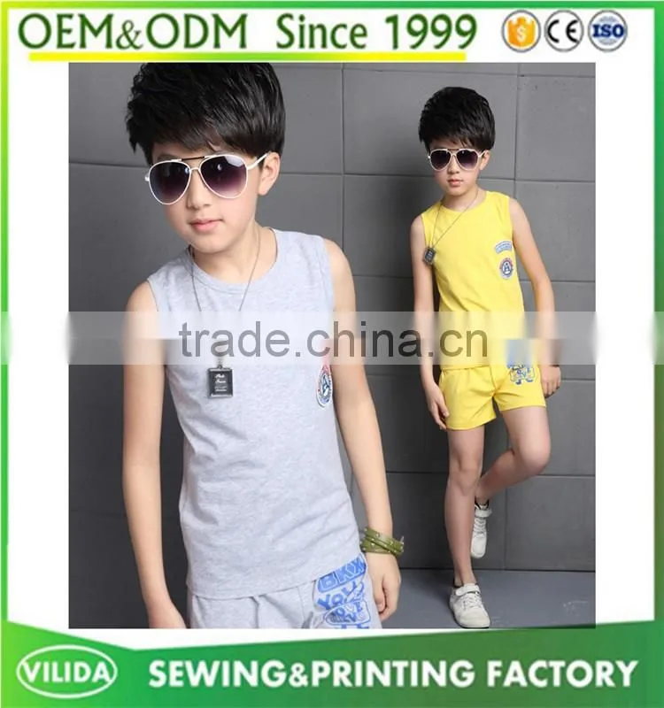 Custom your own design children boys blank sleeveless t shirt embroidery blank vest