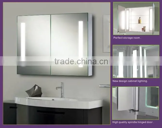 Bathroom shaving cabinet with illuminated mirror