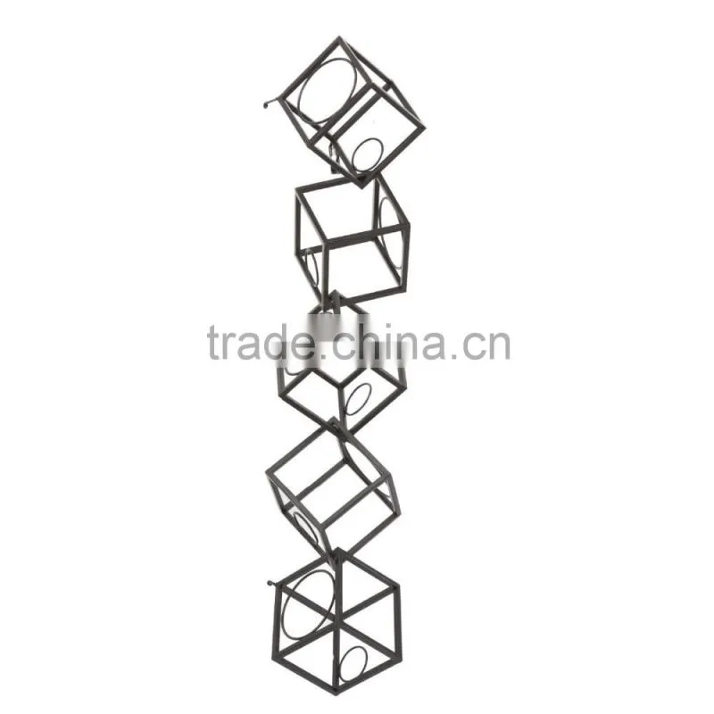 Black Metal Wall Mounted Geometric Wine Rack/Organizer for 5 Bottles