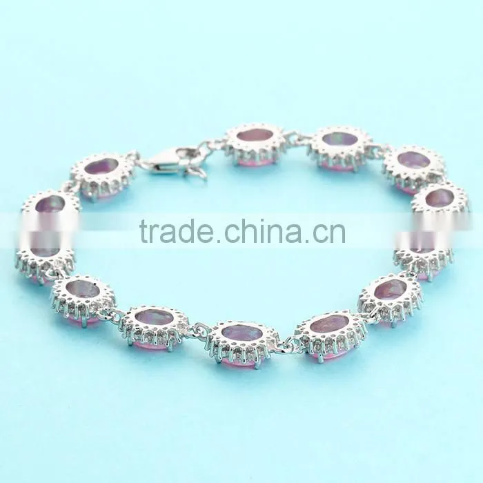 925 Sterling Silver Pink Opal Bracelet Manufacturer SBI184W-A