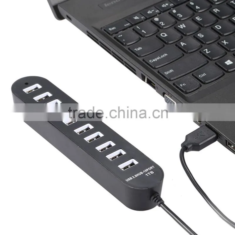 Portable 480MBPS usb 2.0 10 port hub with one switch