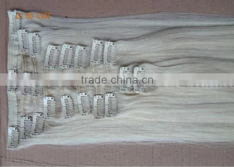 Top Quality Hot Sale for half head 100% human hair clip in wig/hairpiece