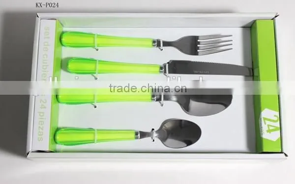 24PCS Stainless Steel Dining Set with Plastic Handle - KX-P024 PS