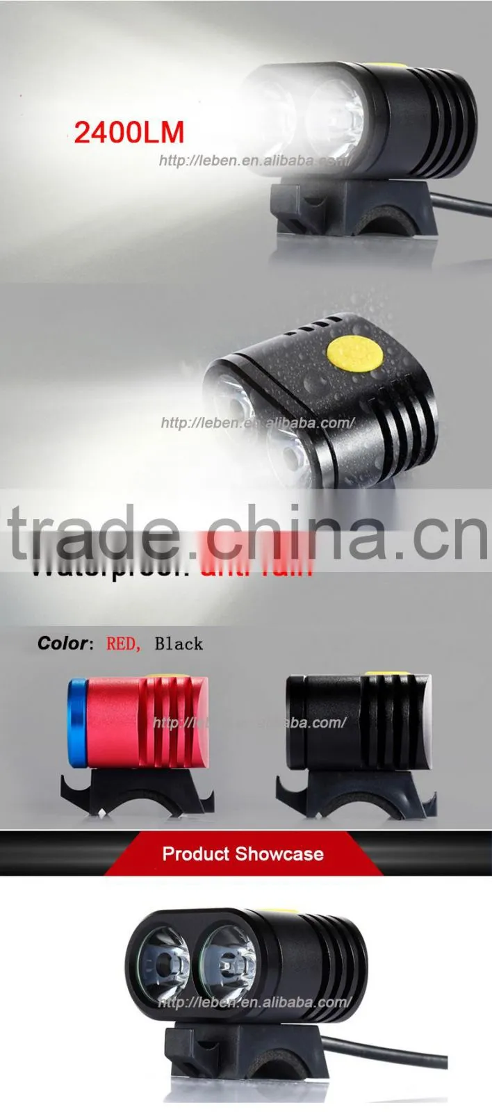 New Design 2 x Cree XM-L T6 LED outdoor riding bike mountain bicycle light