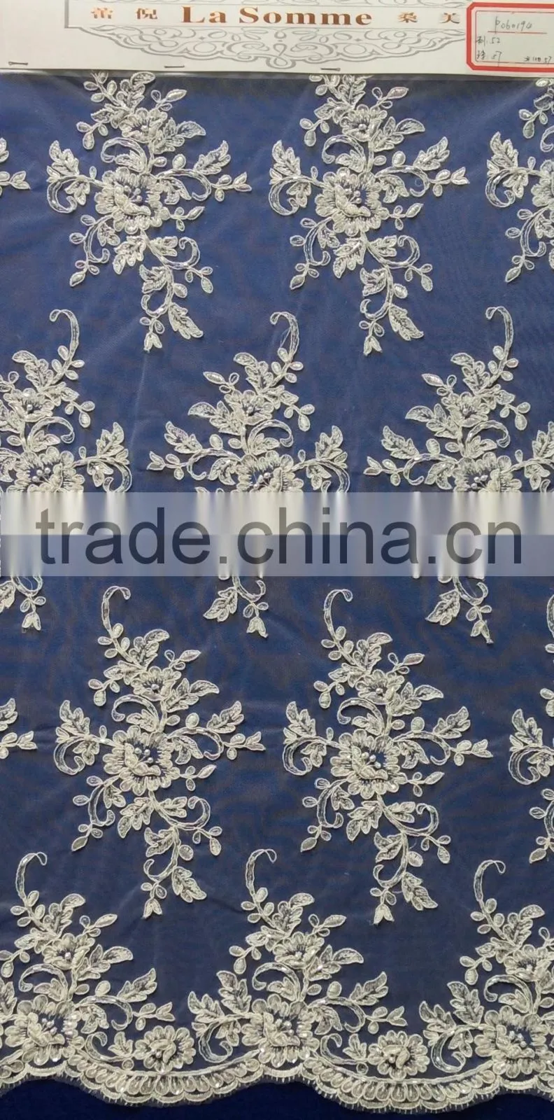 2016 high quality sequin embroidery beaded lace fabric
