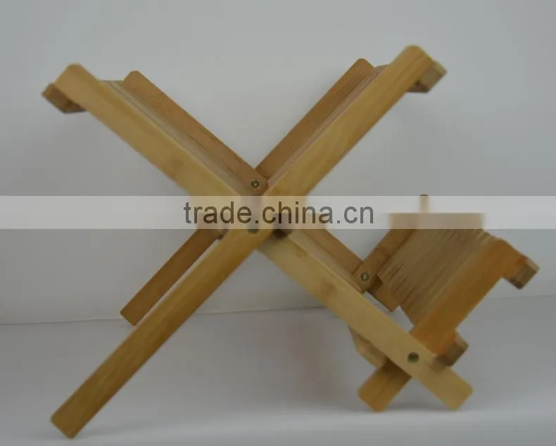 BH006/ Bamboo Compact Folding Dish Rack Holder for Palte and Mug