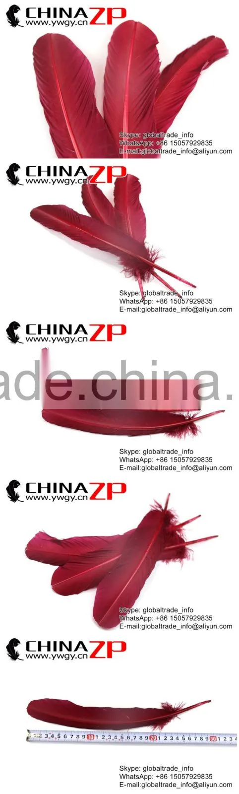 ZPDECOR Bulk Sale Feather Size from 30cm to 35cm Dyed Burdundy Solid Color Turkey Feathers