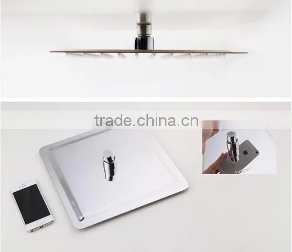 Temperature display led shower, big square shower led shower head, brass shower faucet body internestional standard