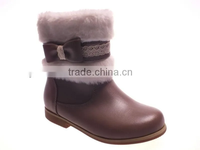Hot selling girls boots with bowknot decoration 2014